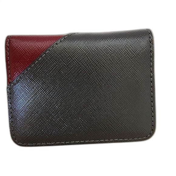 Marc Jacobs Card Case Holder Leather Bicolor Gold Logo Unisex w/ box - Picture 3 of 6